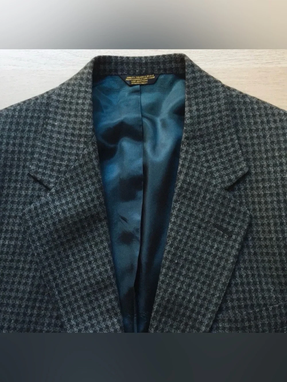 Men’s Vintage Wool Sports Coat Blazer, Pegues Place, Teel Black, 40R